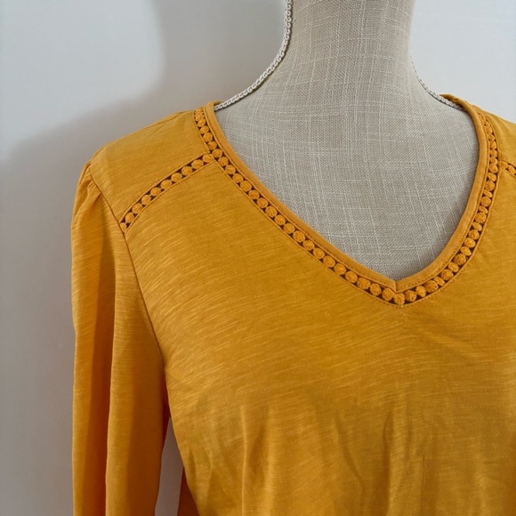 St. John's Bay Yellow 3/4 Sleeve Relaxed Blouse NEW - Picture 3 of 7